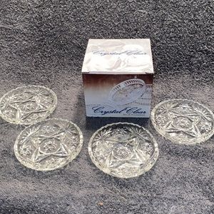 4 Never Used Set of Four Essex Coasters Lead Crystal